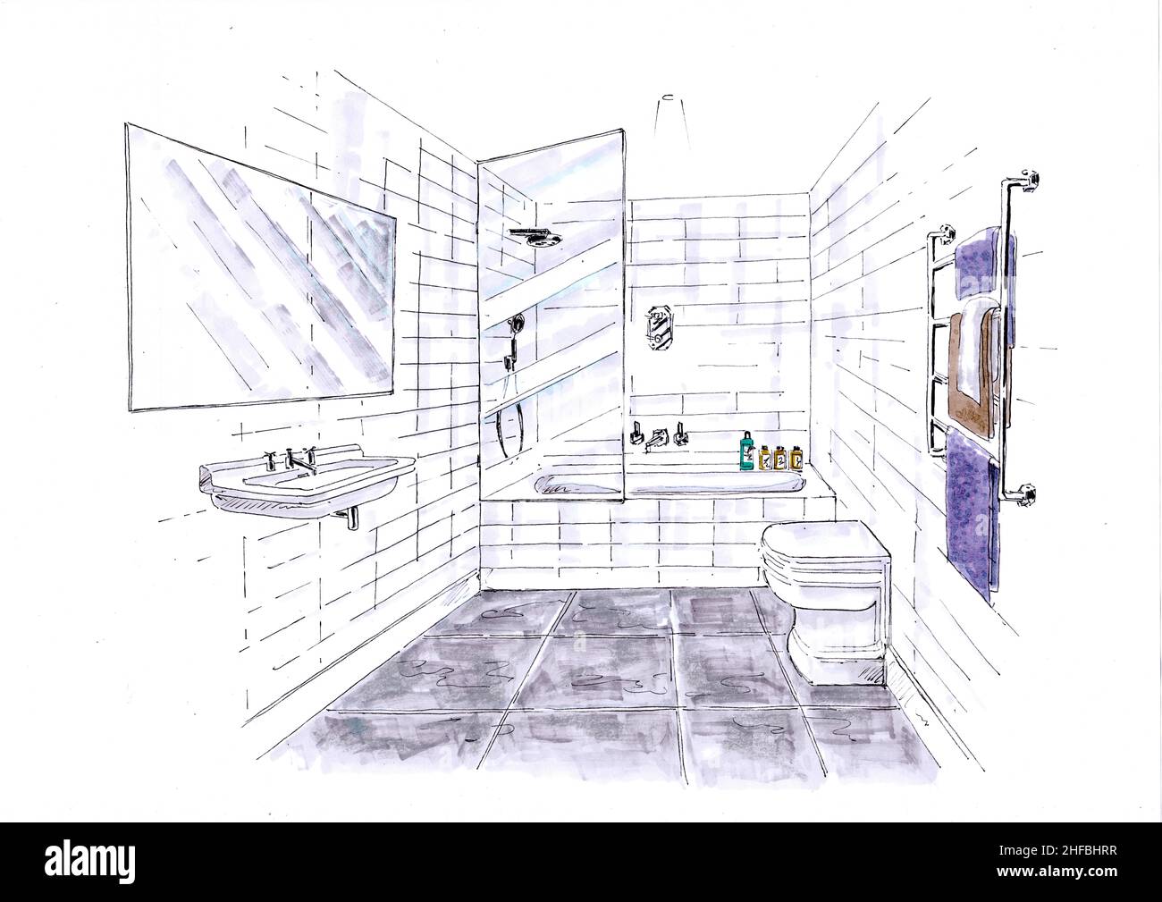 Boceto en perspectiva baño fotografías e imágenes de alta resolución - Alamy
