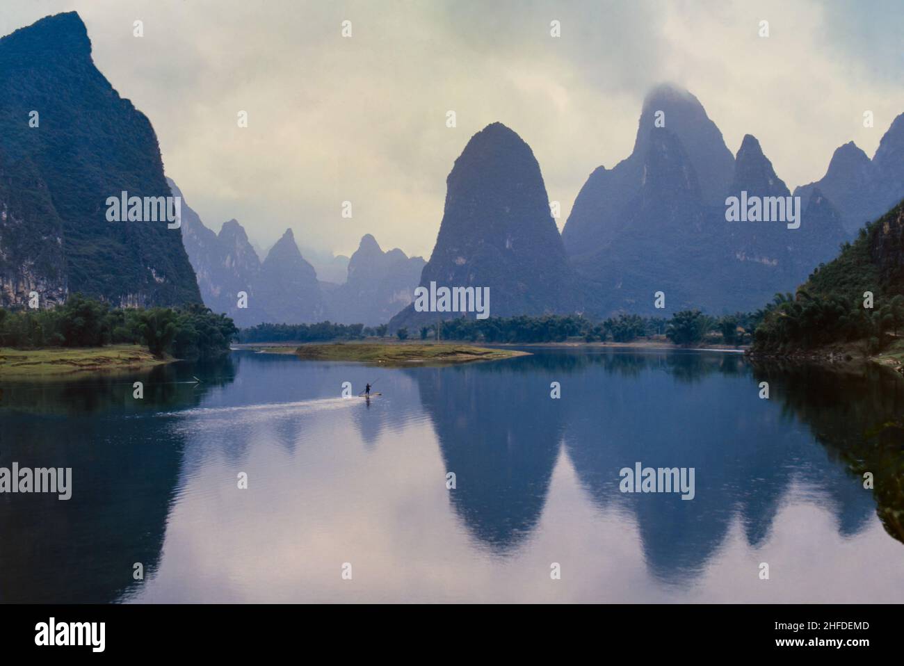China, Provincia de Guanxi, Río Li en Xing Ping Foto de stock