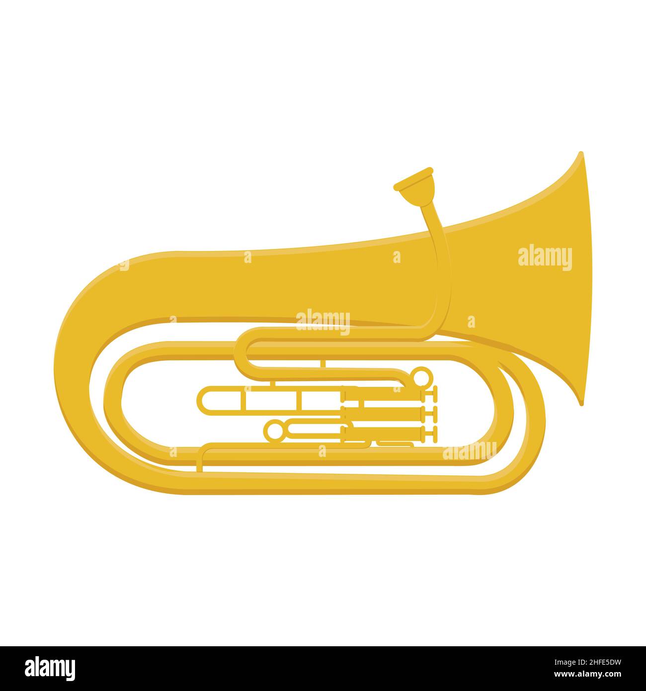 instrumentos musicales de viento tuba, ilustración vectorial aislada en