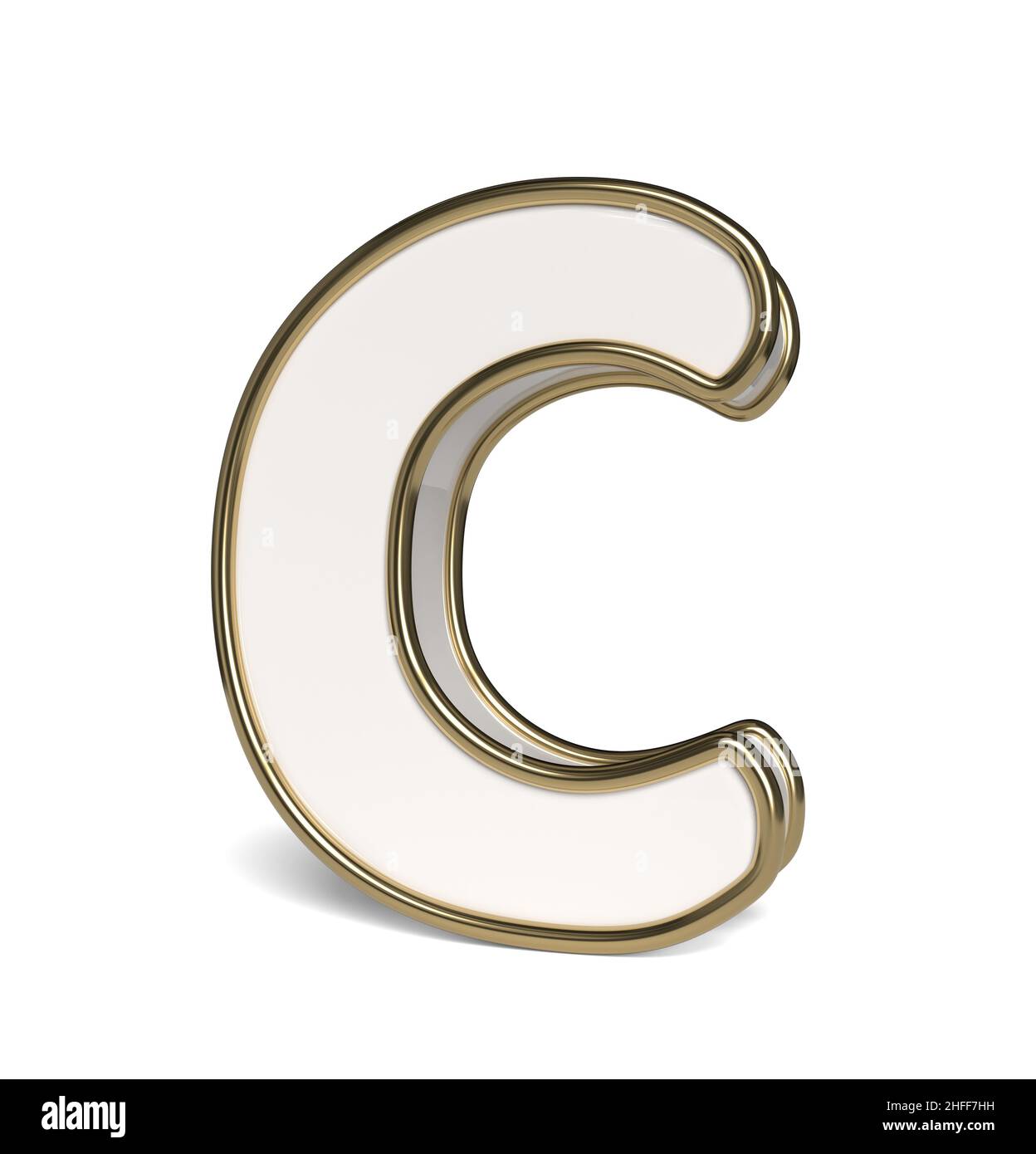 Elegante alfabeto blanco. Carta C. 3D Representación. Foto de stock