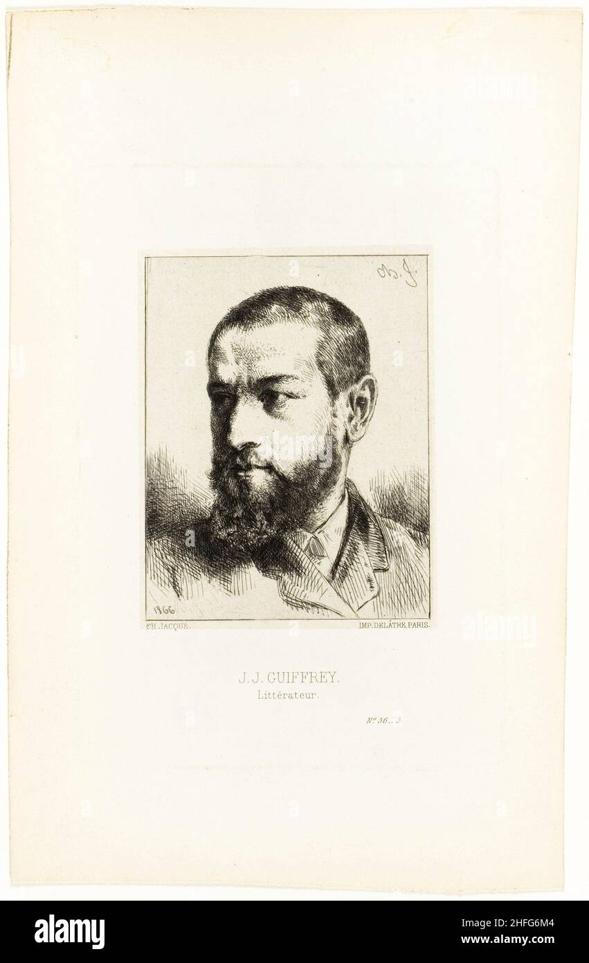 Retrato de J.J. Guiffrey, 1866. Foto de stock