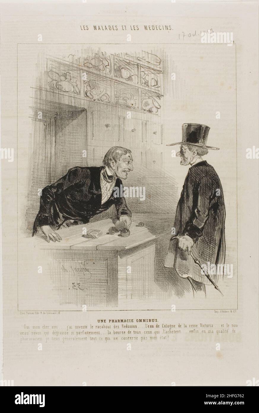 Una farmacia para cada necesidad (placa 24), 1843. Foto de stock