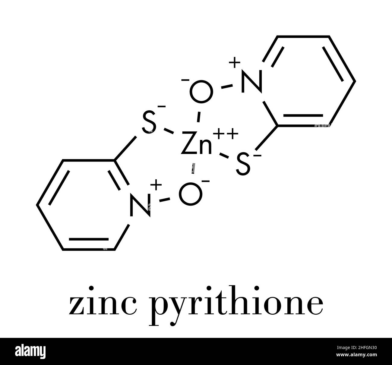 Molécula de piritiona de zinc. Fórmula esquelética Imagen Vector de
