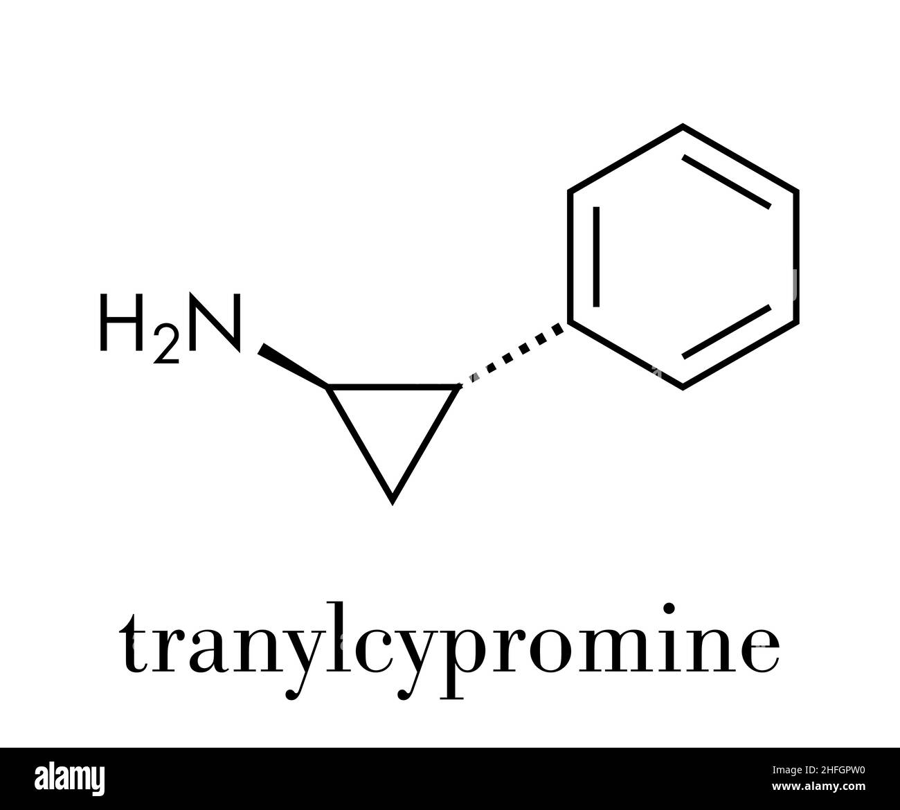 Antidepresivo Tranilcipromina Y Molécula De Fármaco Ansiolítico Inhibidor Irreversible De La