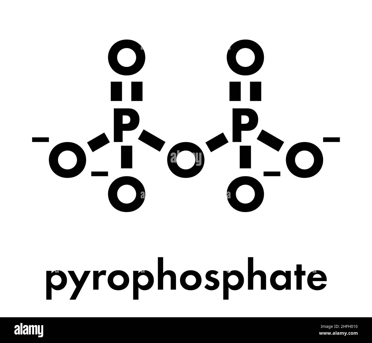 Anión pirofosfato (PPI). Importante en bioquímica, utilizado como
