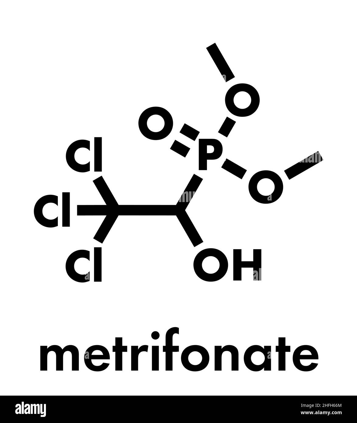 El metrifonato (triclorfon) molécula insecticida. Fórmula esquelética