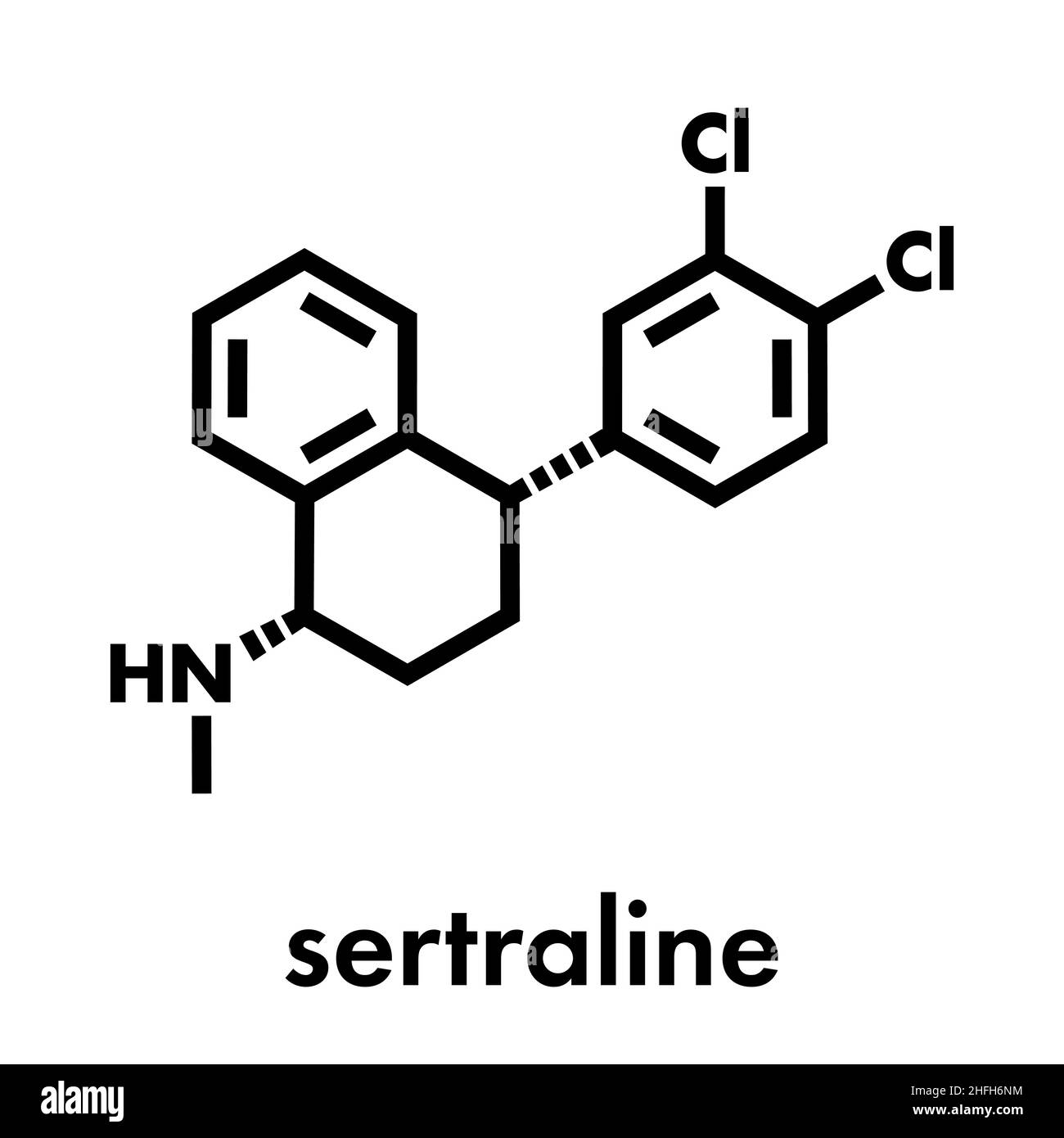 Molécula De Fármaco Antidepresivo Sertralina Fórmula Esquelética Imagen Vector De Stock Alamy
