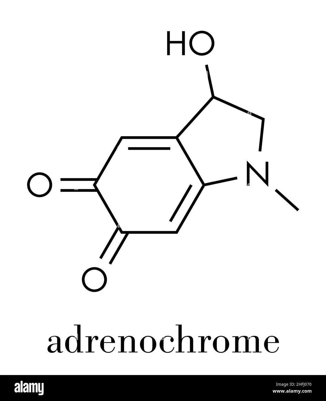 Molécula de Adrenocromo. Producto de oxidación de la adrenalina. Fórmula esquelética Imagen