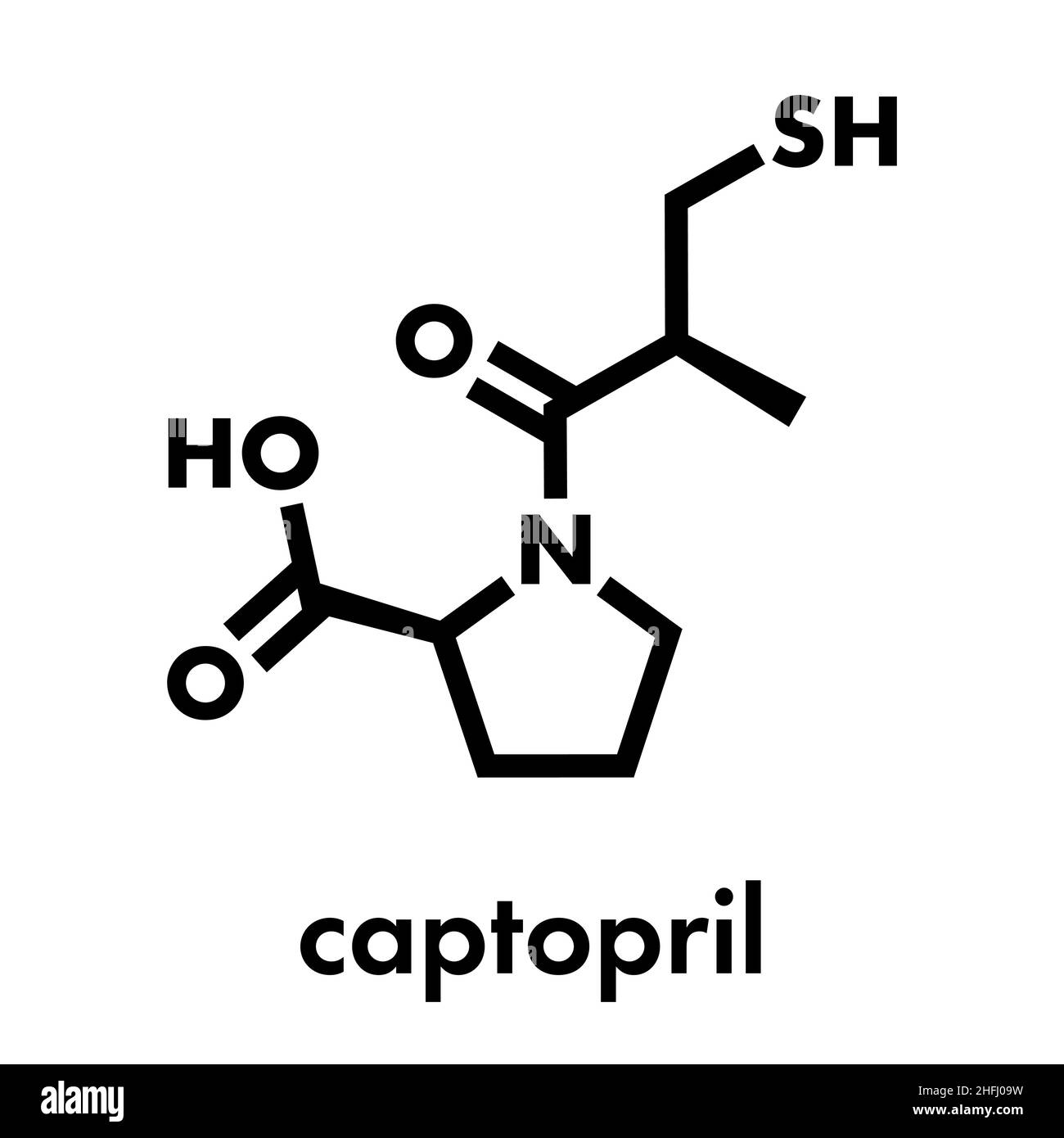 El captopril, la presión arterial alta (hipertensión) droga. Un