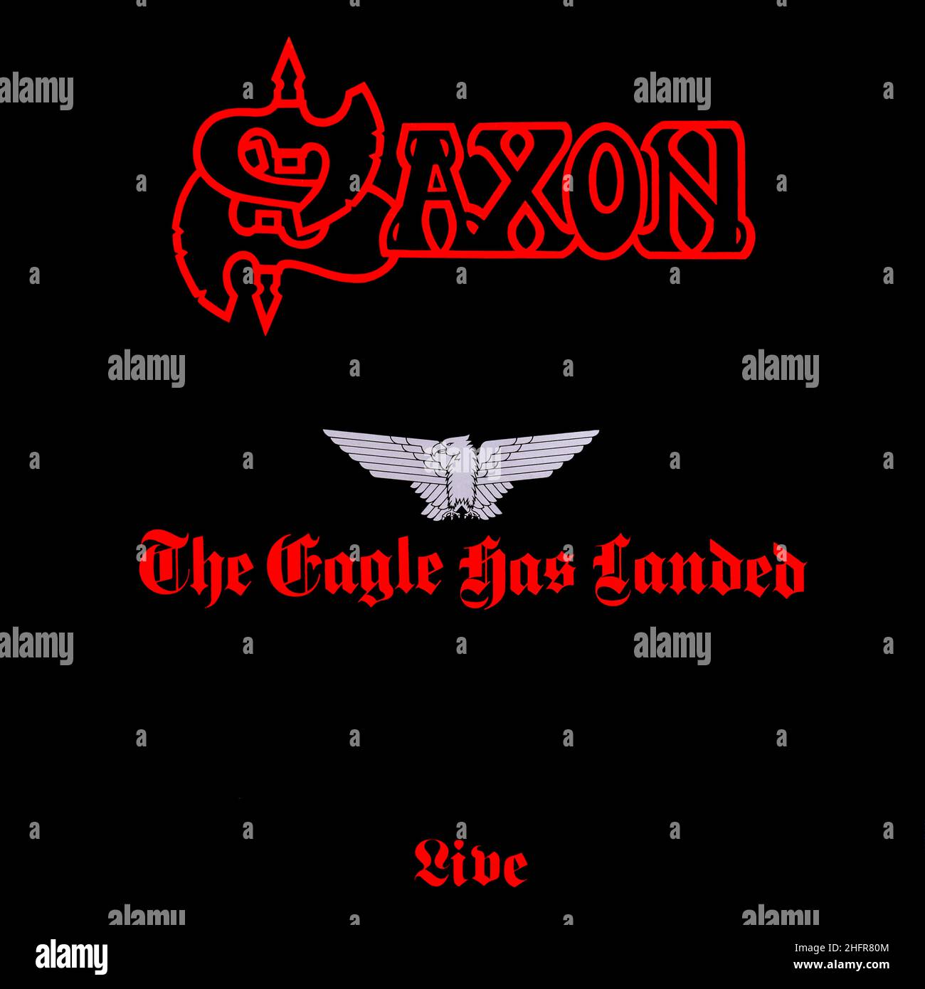 Saxon - portada original del álbum de vinilo - The Eagle ha aterrizado - 1982 Foto de stock