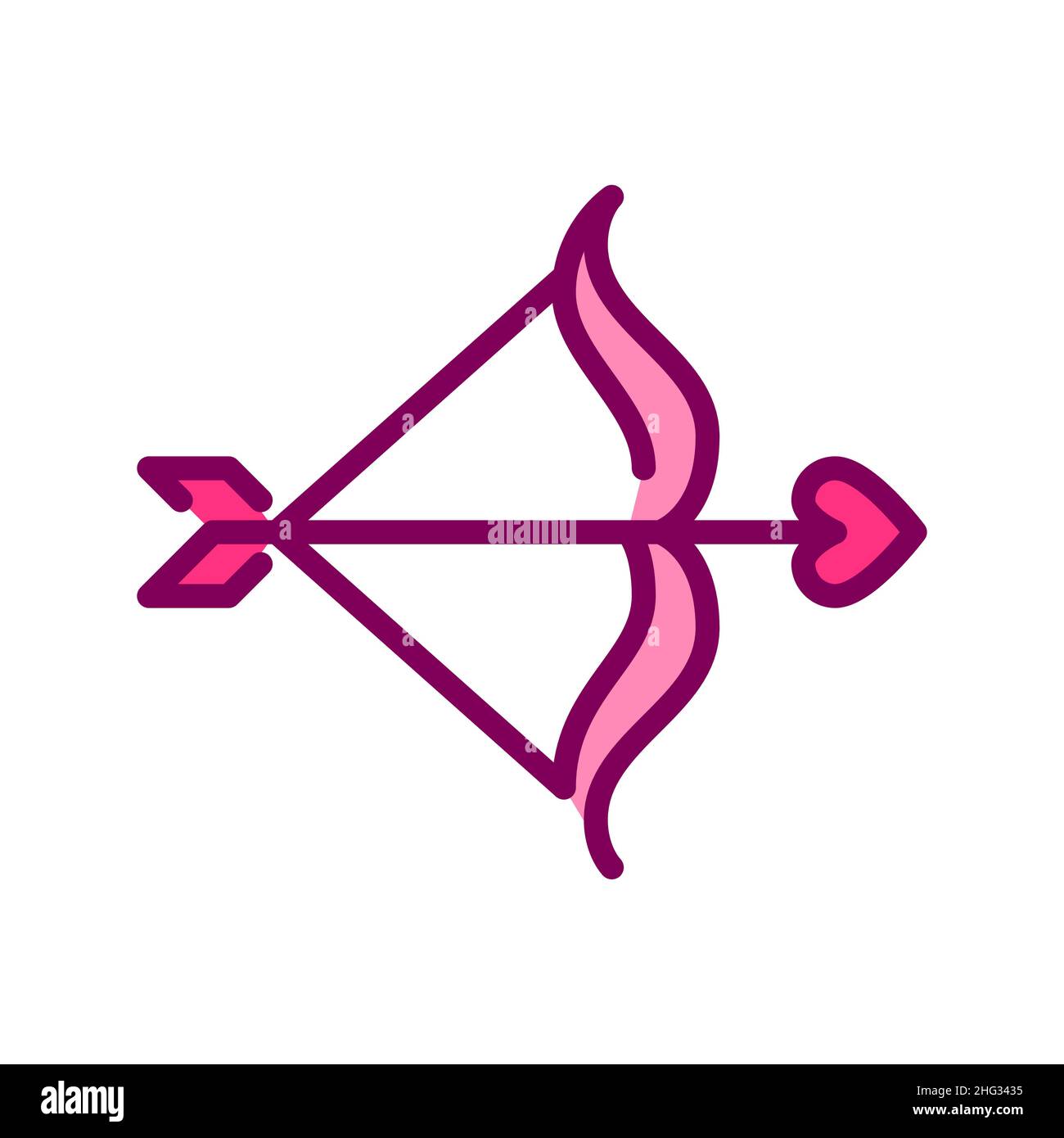 Arco Cupido e icono de flecha. Símbolo romántico del día de San
