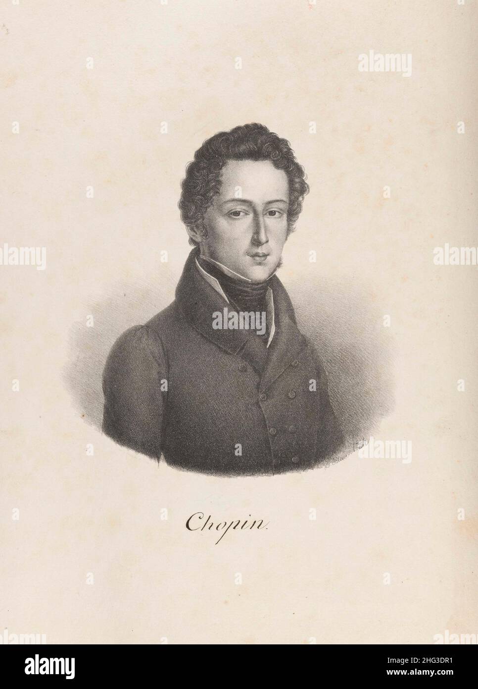 Retrato de Frederic Chopin. 1847, de Godefroy Engelmann (1788-1839) – artista gráfico. Frédéric François Chopin (1810-1849) fue un compositor y compositor polaco Foto de stock