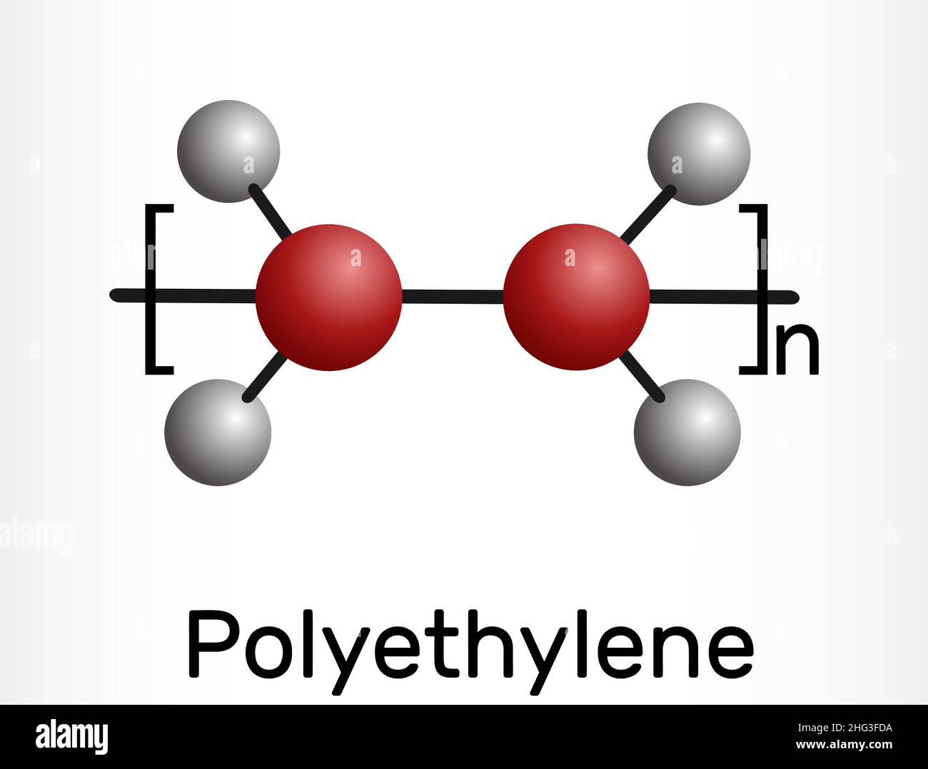 Polietileno, politeno, PE, polieteno, molécula de poli(metileno). Es  polímero de etileno, el plástico más común. Modelo de molécula. Ilustre  vectorial Imagen Vector de stock - Alamy