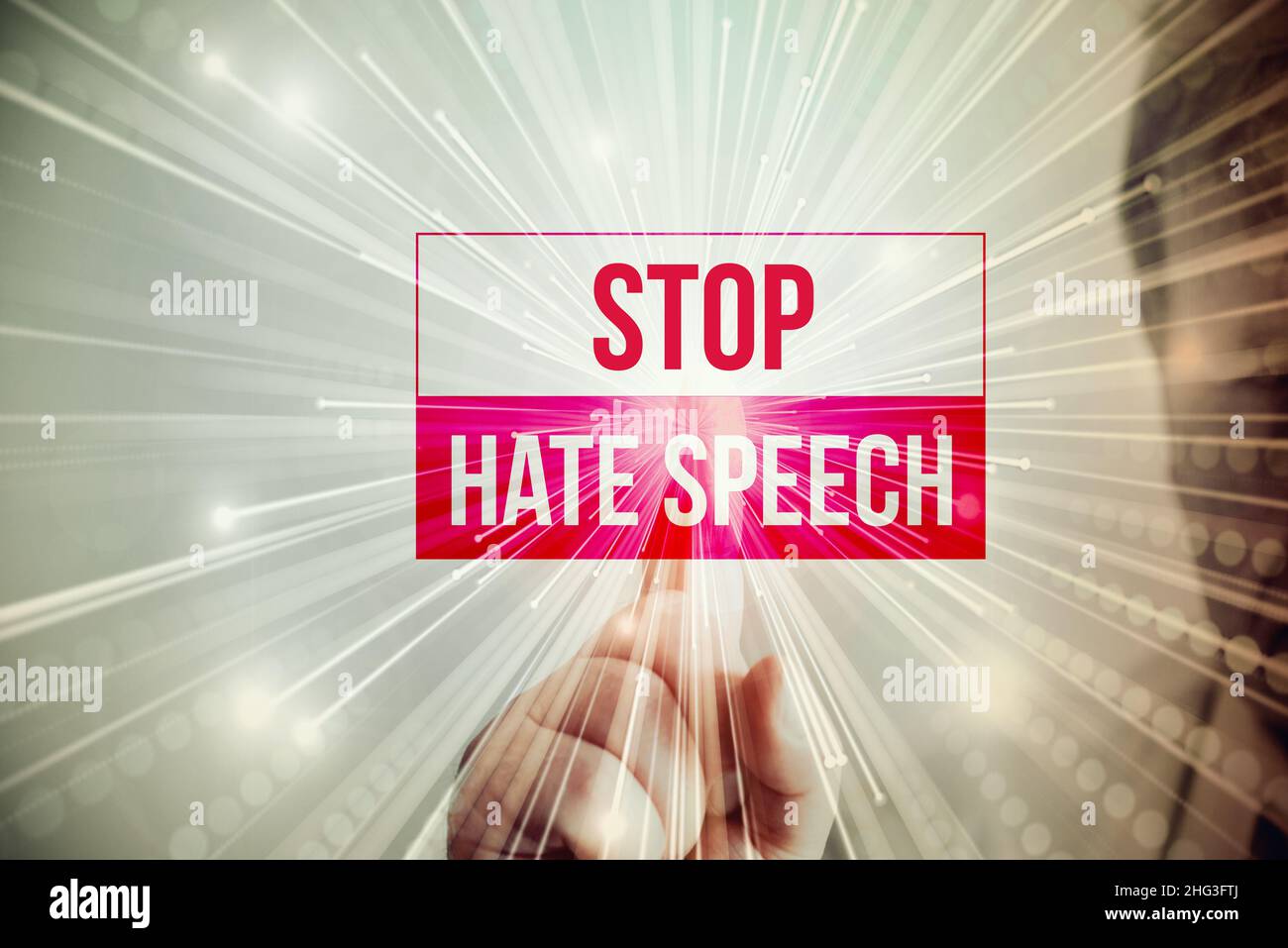 Eslogan Detenga el discurso del odio Foto de stock