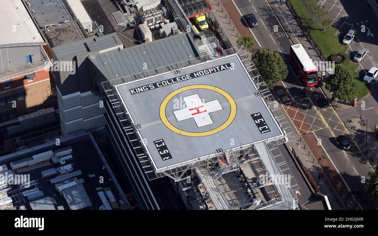 Vista aérea del helipuerto del Hospital Kings College, Londres Foto de stock