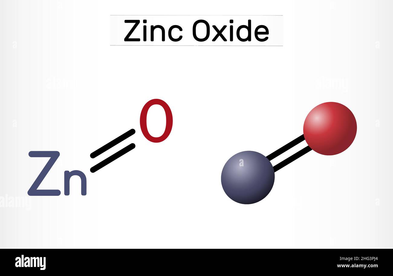 Óxido de zinc, molécula de ZnO. Es compuesto ingrediente