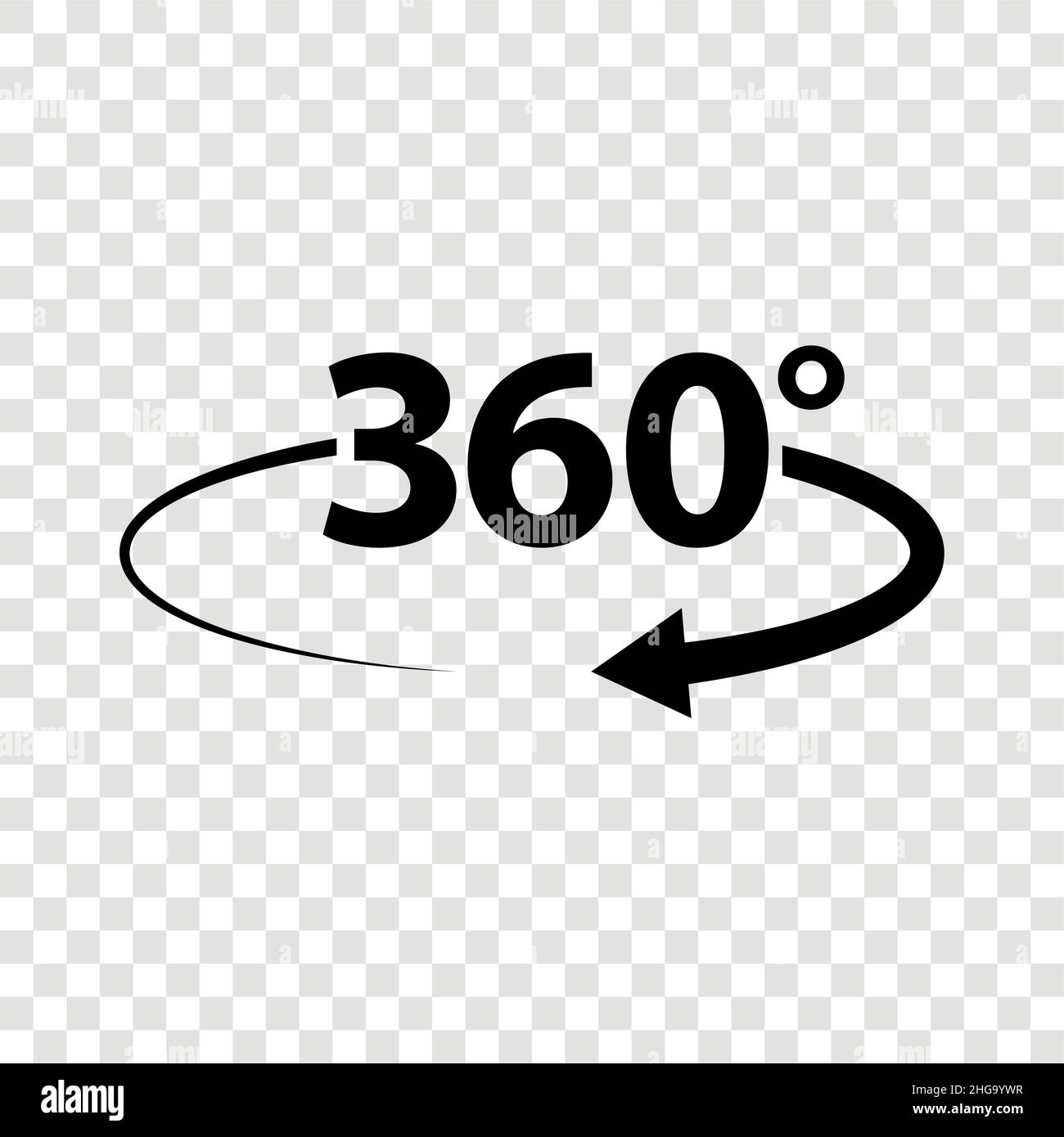 ángulo 360 grados signo icono geometría símbolo matemático rotación completa Ilustración del Vector