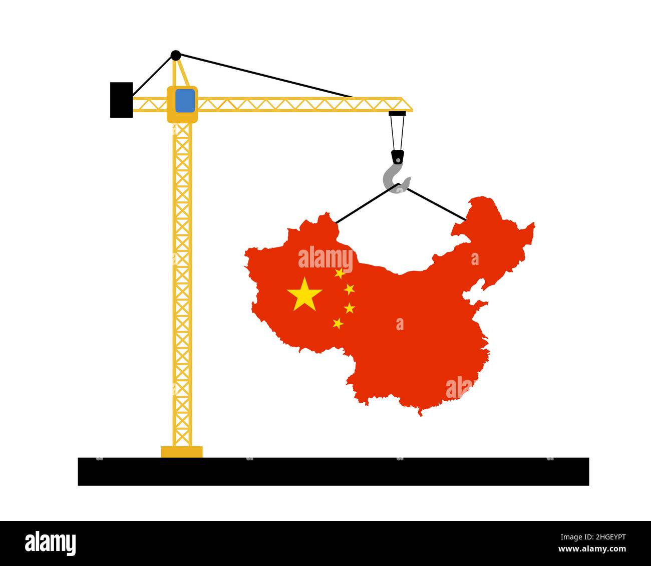 China como país y estado emergentes y en desarrollo. Auge de la inversión en construcción y el desarrollo como metáfora de la prosperidad, la progresión, modernizat Foto de stock