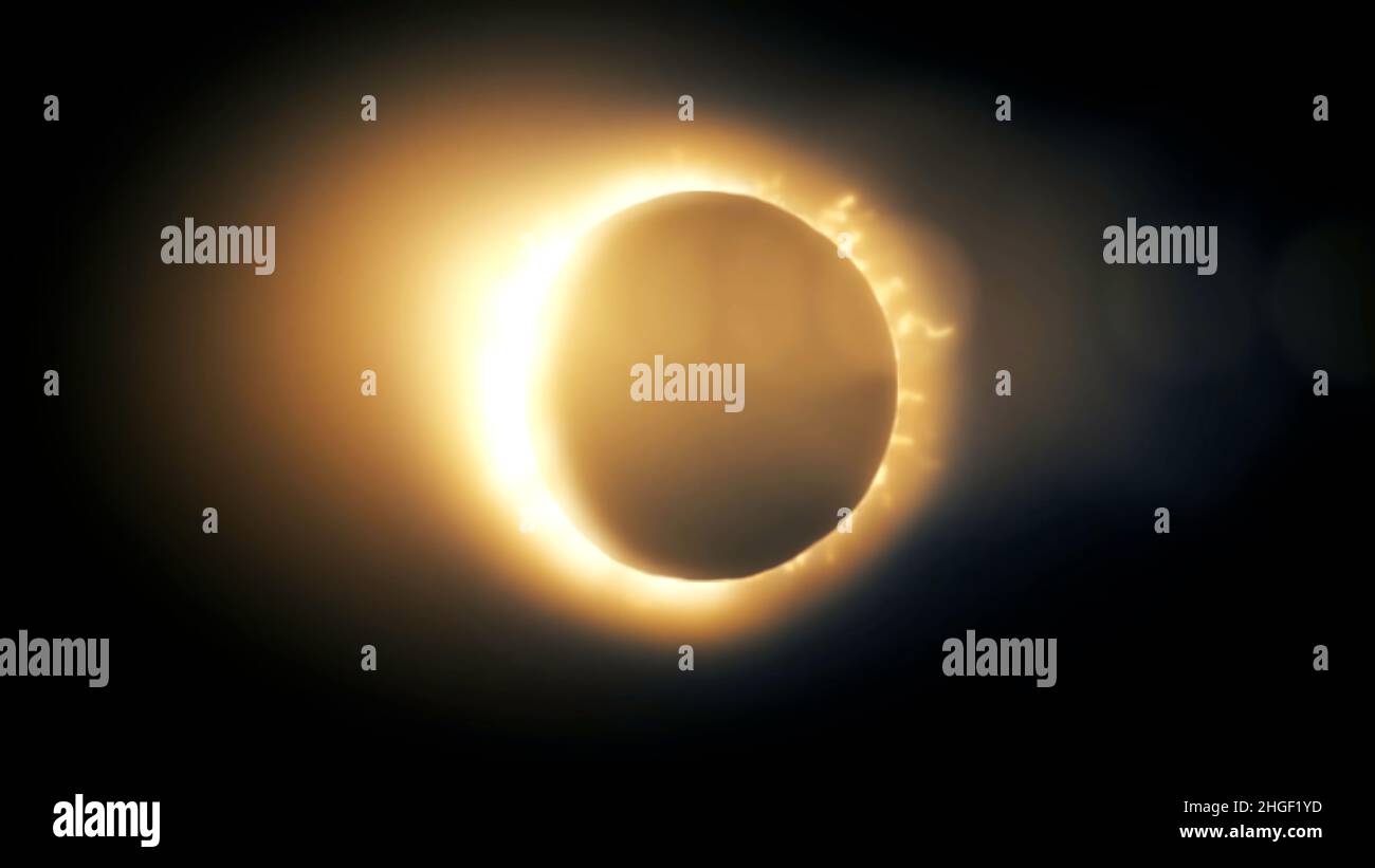 Eclipse solar abstracto causado por un evento Lunar con anillo de fuego.  Vista abstracta animada de un eclipse solar total Fotografía de stock -  Alamy