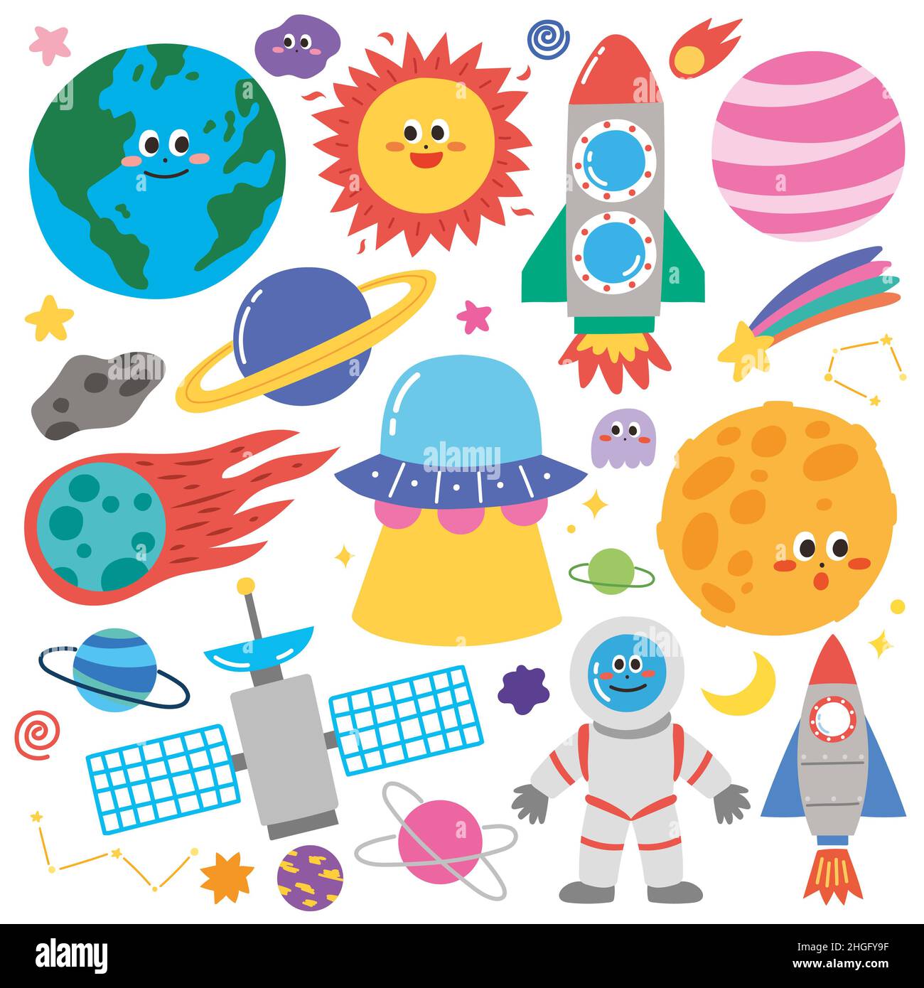 coloridos juegos de pegatinas para niños del universo y el planeta  Fotografía de stock - Alamy