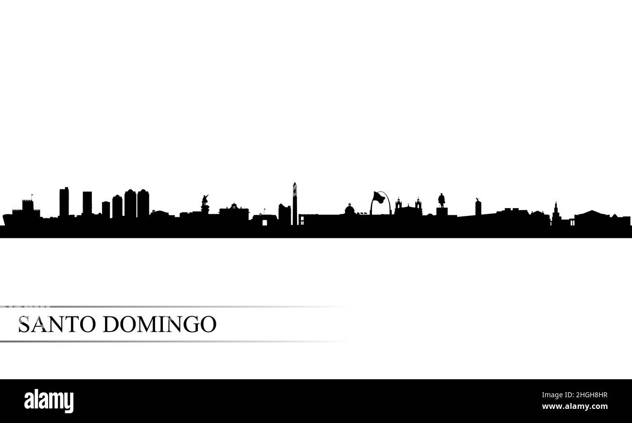 Perfil de la ciudad de Santo Domingo silueta fondo, ilustración vectorial Foto de stock