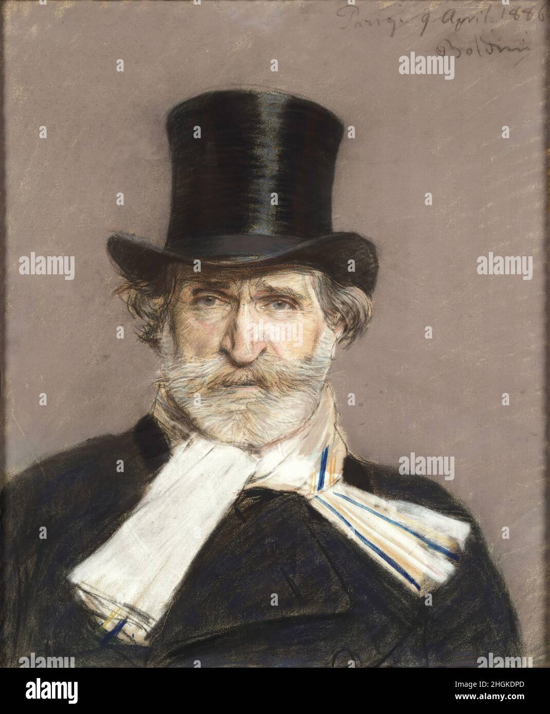Ritratto di Giuseppe Verdi - 1886 - óleo sobre lienzo no info - Boldini Giovanni Foto de stock
