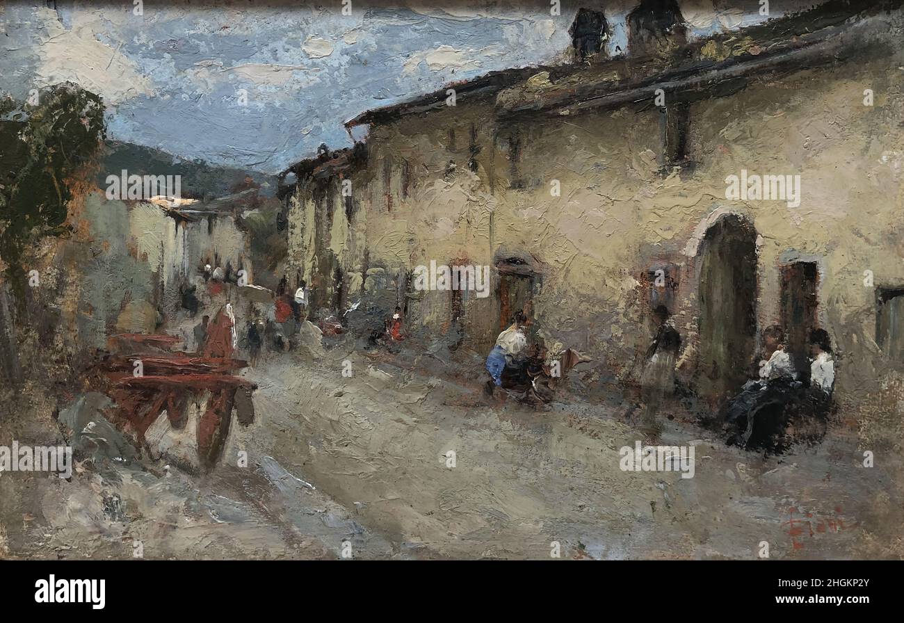 Strada animata - 1895 00 - aceite en cartone no info - Ciani Cesare Foto de stock