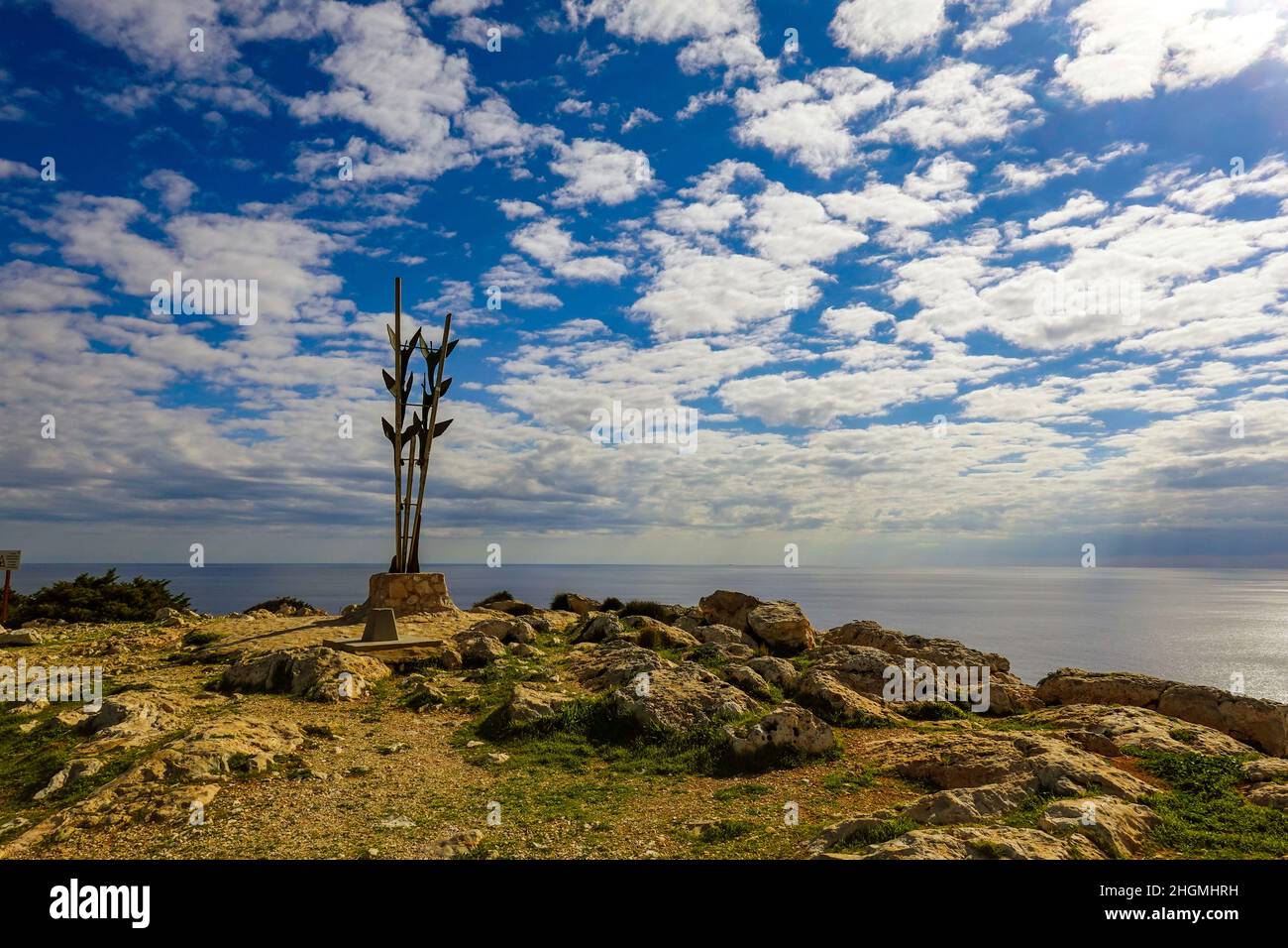 Cabo Greko, Chipre oriental, Chipre, Mar Mediterráneo en invierno Foto de stock