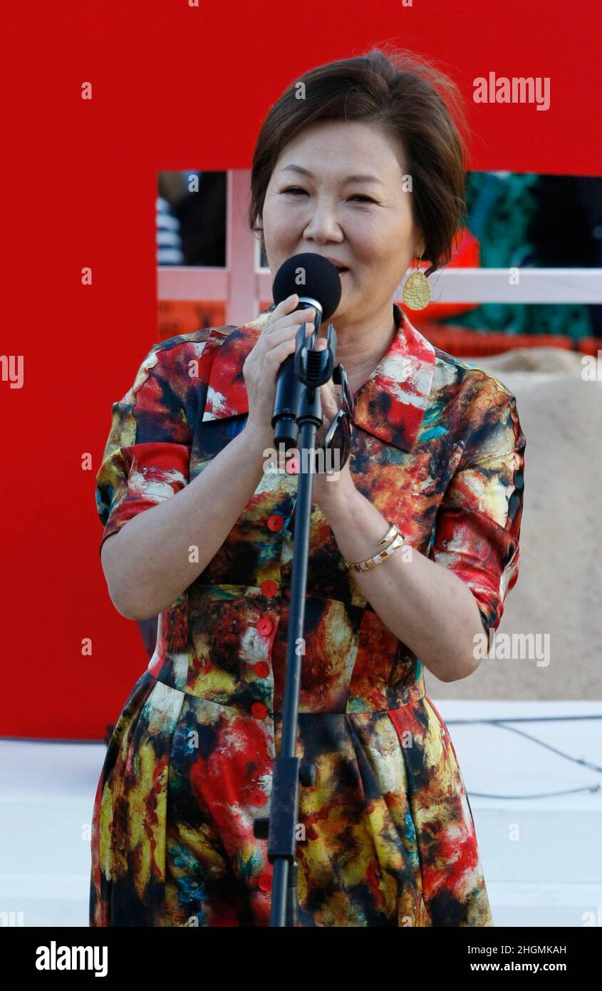 7 de octubre de 2012 - Busan, Corea del Sur : La actriz Kim Hye Sook asiste a su película 'The Tieves' Open Stage durante el Festival Internacional de Cine de Busan 17th Open Talk en la aldea de Biff en la costa marítima de Haeundae. (Ryu Seung-il / Polaris) Foto de stock