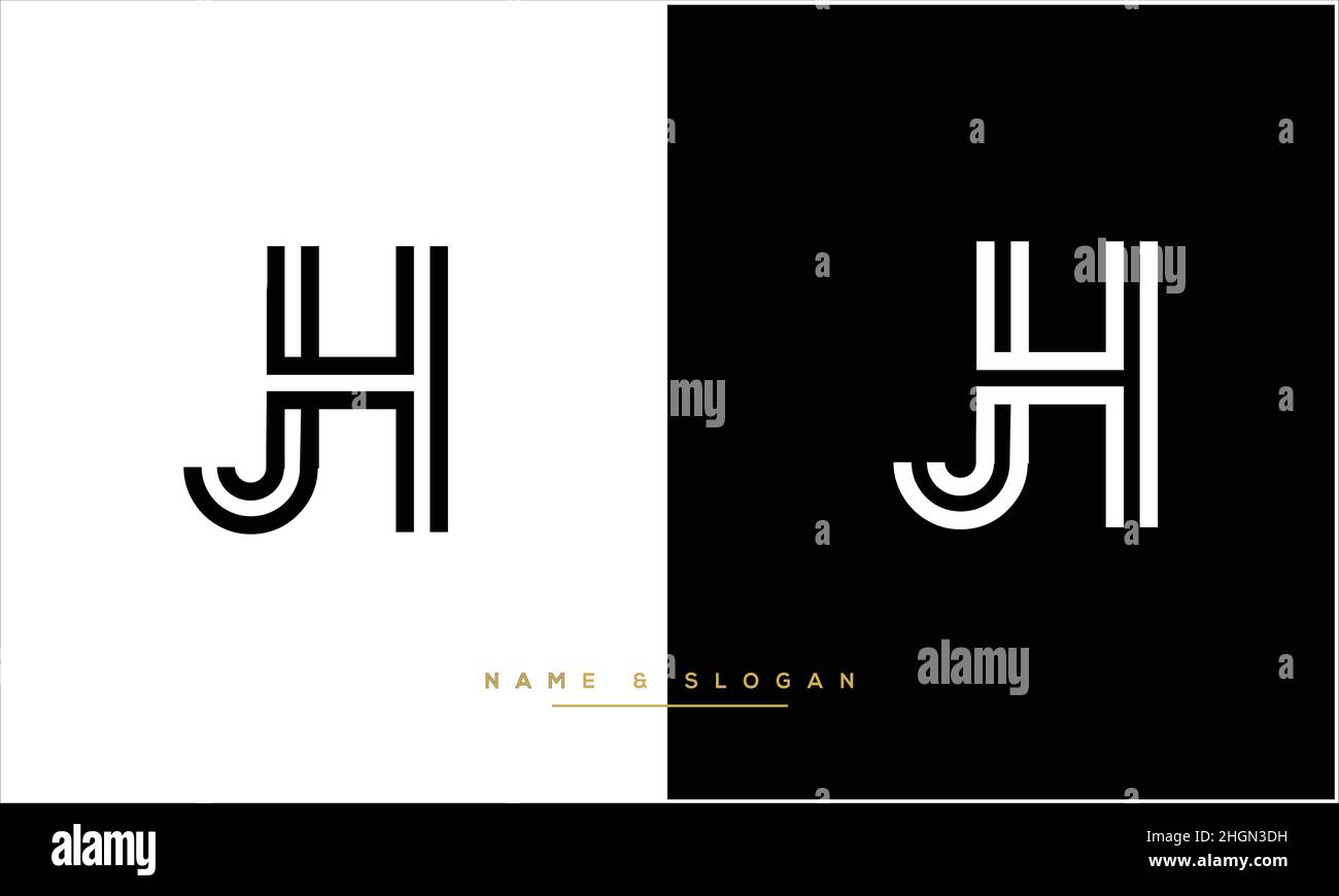 JH, HJ Monograma de letras abstractas Ilustración del Vector