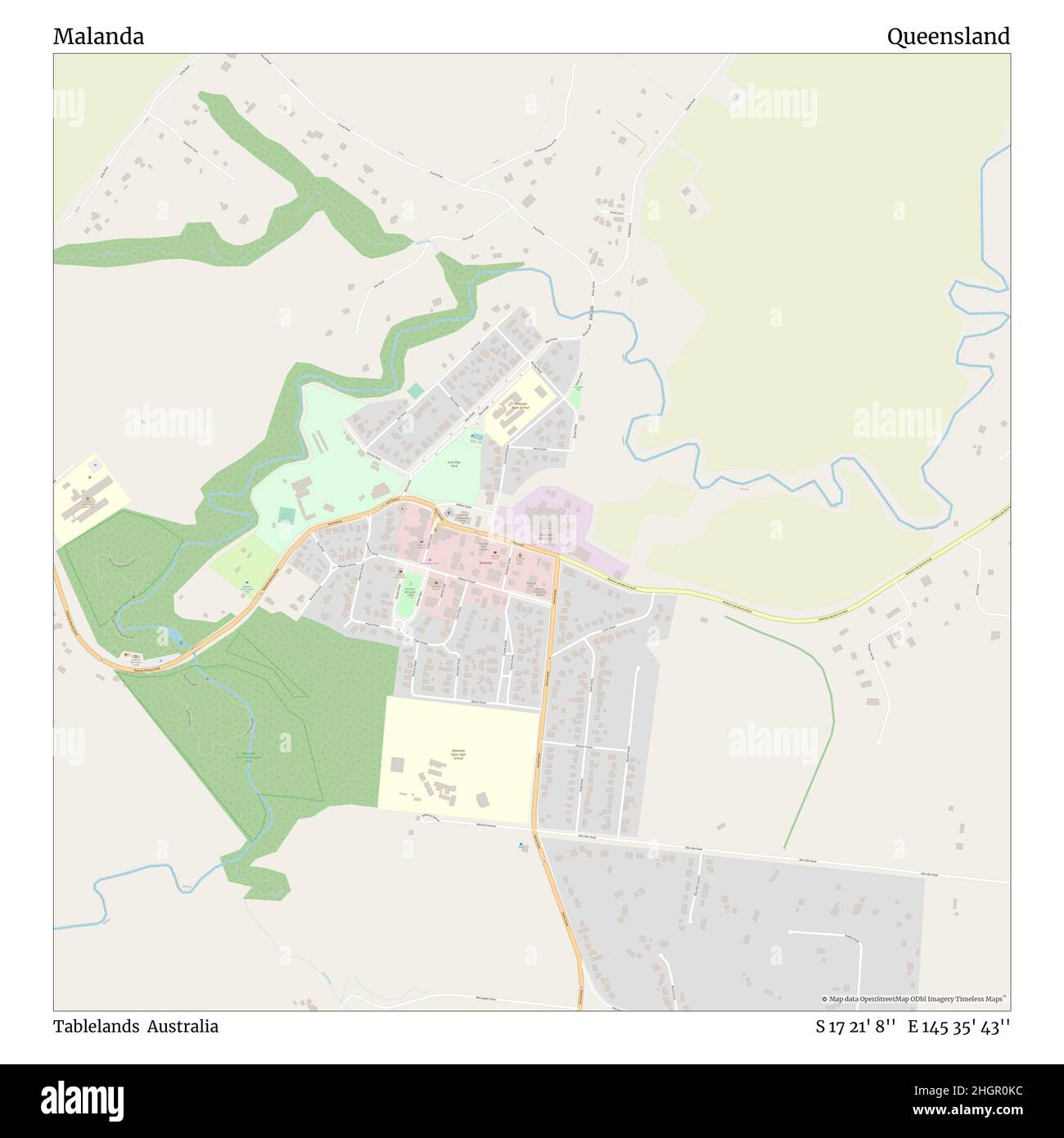 Malanda, Tablelands, Australia, Queensland, S 17 21' 8'', E 145 35' 43'', MAP, Timeless Map