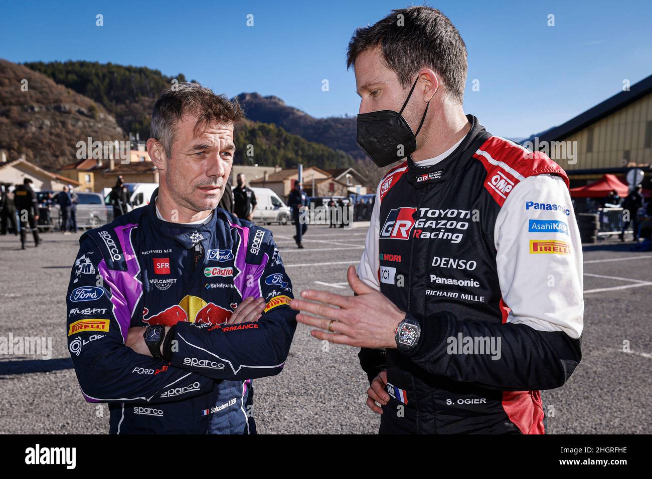 OGIER Sébastien (FRA), TOYOTA GAZOO RACING WRT TOYOTA GR Yaris Rally1, retrato LOEB Sébastien (FRA), M-SPORT FORD WORLD RALLY TEAM FORD, Puma Rally1, retrato durante el Campeonato Mundial de Rallyes del WRC 2022, edición 90th del rallye de Monte Carlo del 20 al 23 de enero, 2022 en Mónaco - Foto François Flamand / DPPI Foto de stock