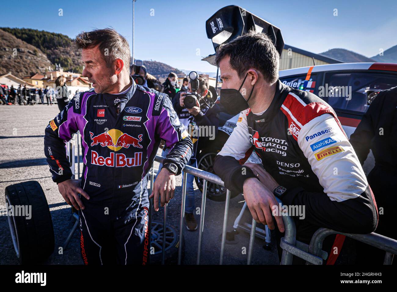 OGIER Sébastien (FRA), TOYOTA GAZOO RACING WRT TOYOTA GR Yaris Rally1, retrato LOEB Sébastien (FRA), M-SPORT FORD WORLD RALLY TEAM FORD, Puma Rally1, retrato durante el Campeonato Mundial de Rallyes del WRC 2022, edición 90th del rallye de Monte Carlo del 20 al 23 de enero, 2022 en Mónaco - Foto François Flamand / DPPI Foto de stock