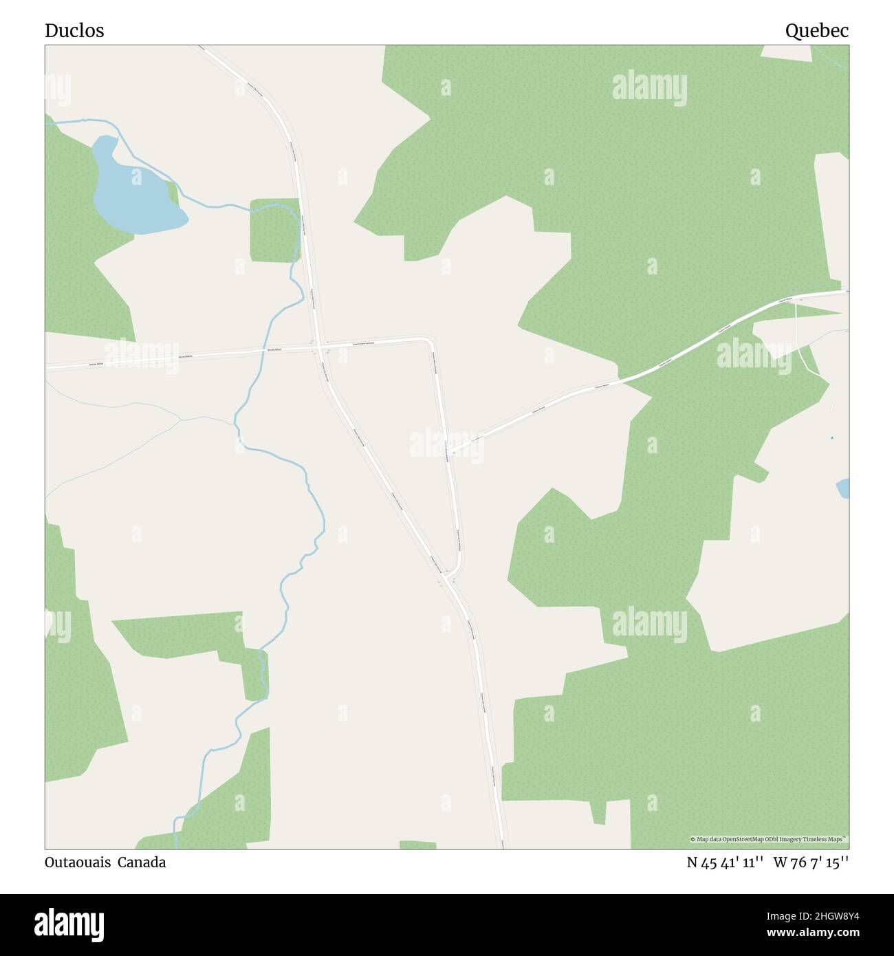 Duclos, Outaouais, Canadá, Quebec, N 45 41' 11'', W 76 7' 15'', MAP, Timeless Map publicado en