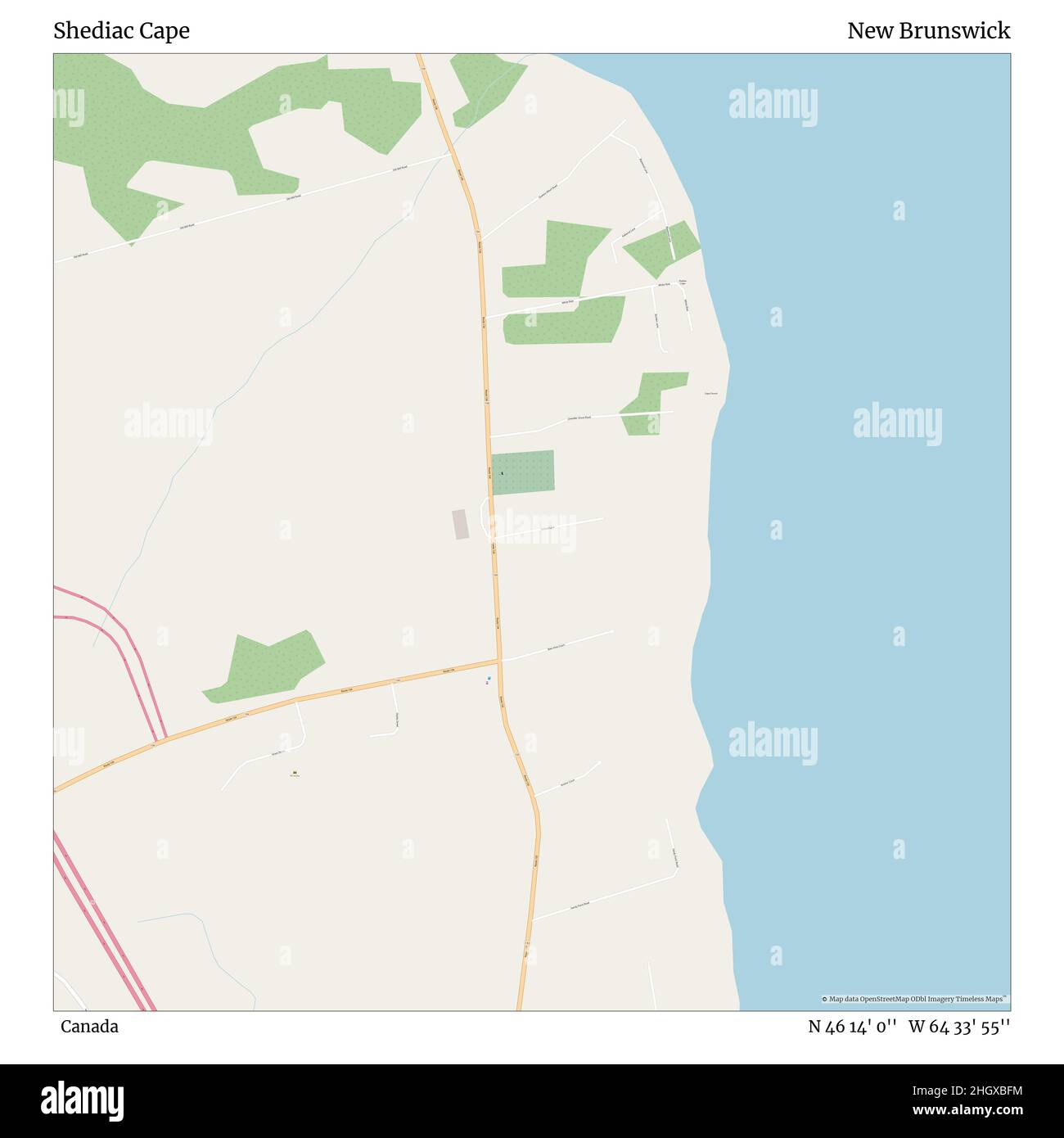Shediac Cape, Canadá, New Brunswick, N 46 14' 0'', W 64 33' 55'', MAP