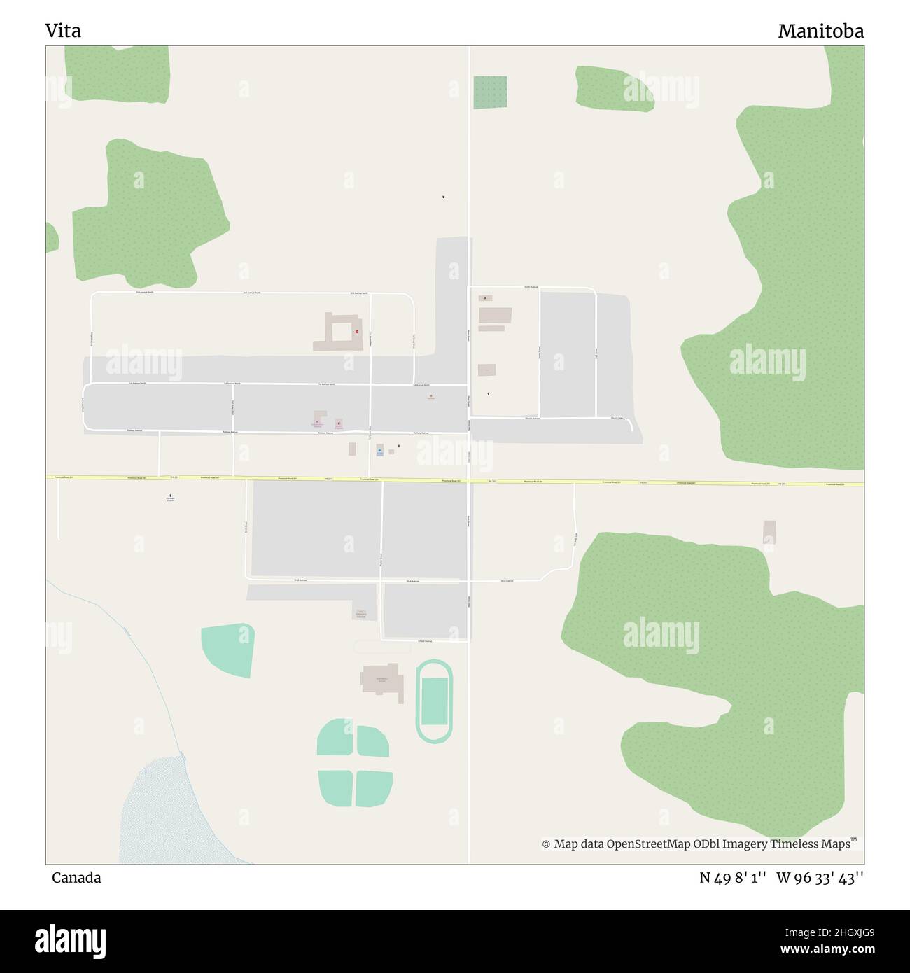Vita, Canadá, Manitoba, N 49 8' 1'', W 96 33' 43'', MAP, Timeless Map publicado en 2021