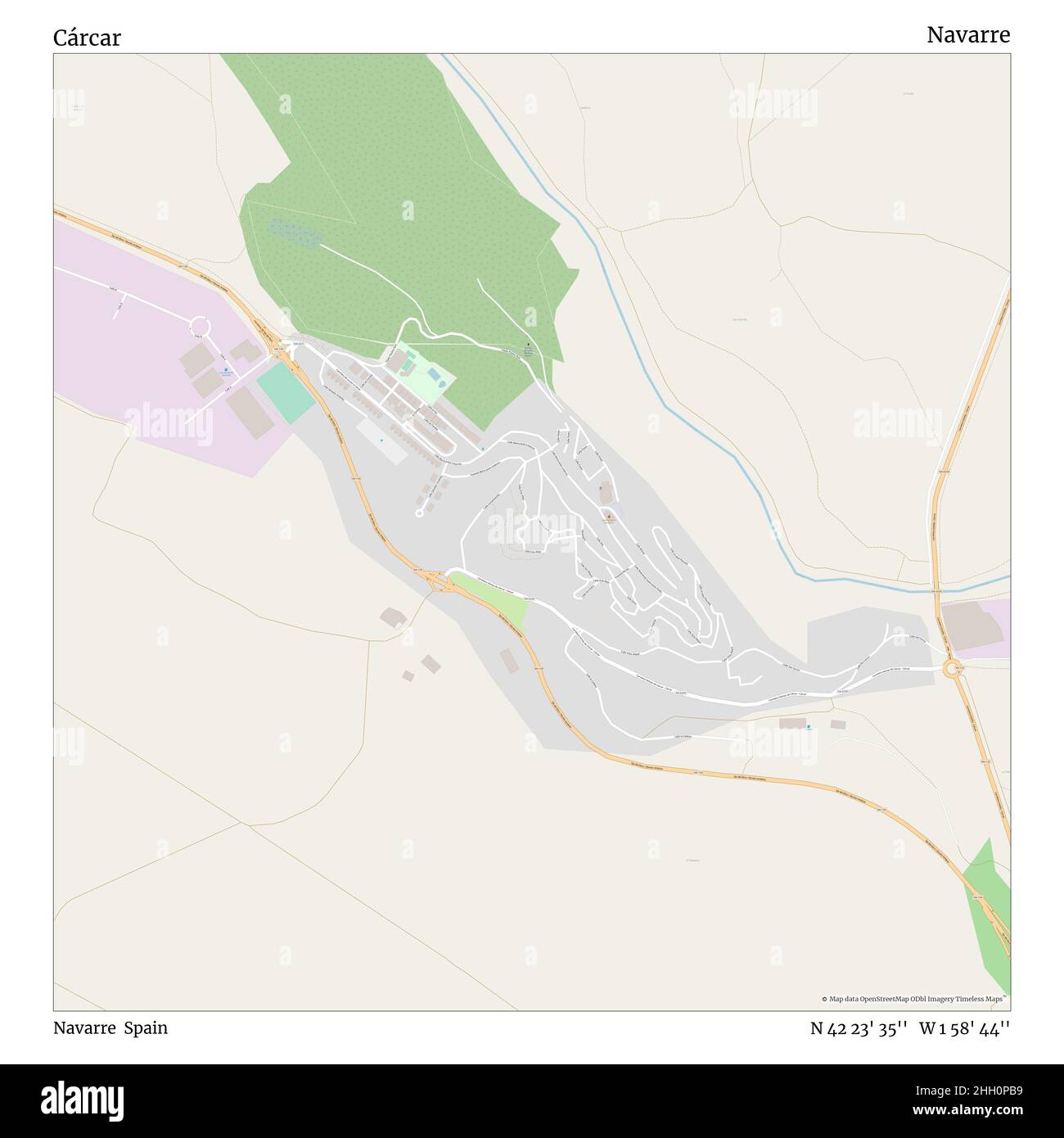 Cárcar, Navarra, España, Navarra, N 42 23' 35'', W 1 58' 44'', mapa, Mapa sin tiempo publicado en 2021. Viajeros, exploradores y aventureros como Florence Nightingale, David Livingstone, Ernest Shackleton, Lewis y Clark y Sherlock Holmes se basaron en mapas para planificar viajes a los rincones más remotos del mundo, Timeless Maps está trazando la mayoría de los lugares del mundo, mostrando el logro de grandes sueños Foto de stock