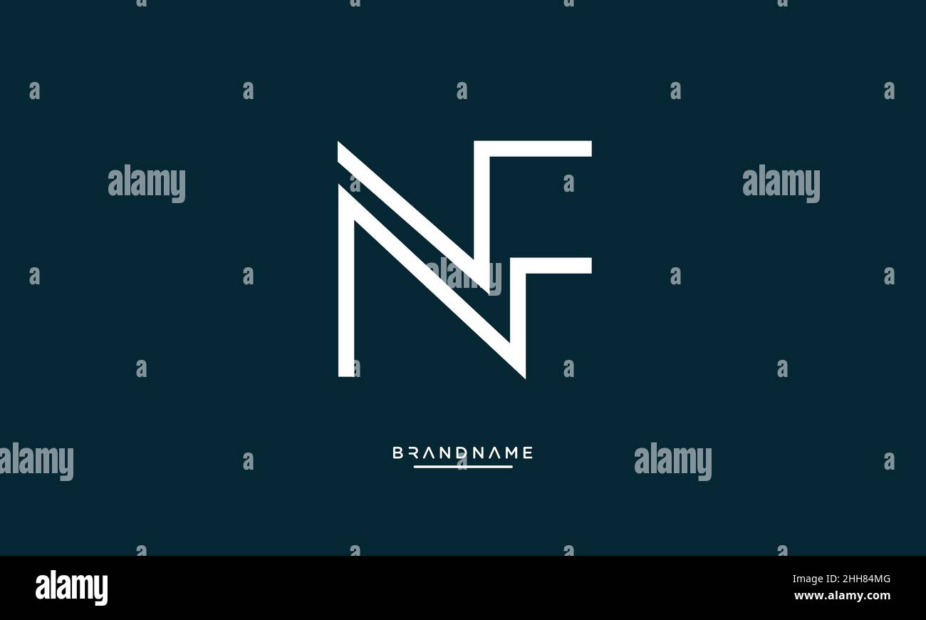 Letras del alfabeto NF, FN Logo Emblem Monograma Ilustración del Vector