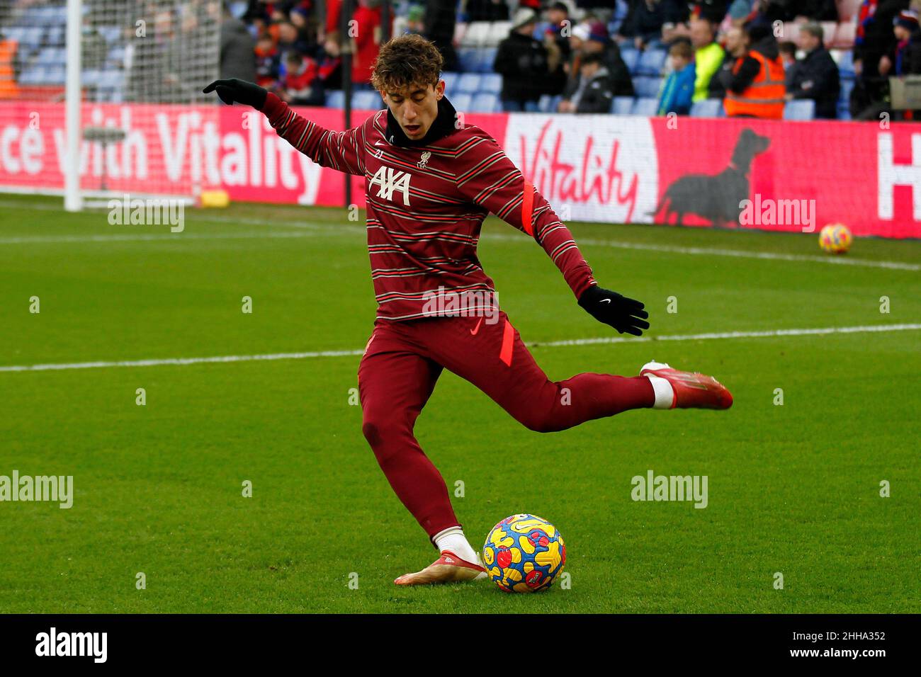 Londres, Reino Unido. 23rd de Ene de 2022. Kostas Tsimikas de Liverpool durante el partido de la Premier League entre Crystal Palace y Liverpool en Selhurst Park, Londres, Inglaterra, el 23 de enero de 2022. Foto de Carlton Myrie. Sólo para uso editorial, se requiere licencia para uso comercial. No se puede utilizar en apuestas, juegos o publicaciones de un solo club/liga/jugador. Crédito: UK Sports Pics Ltd/Alamy Live News Foto de stock