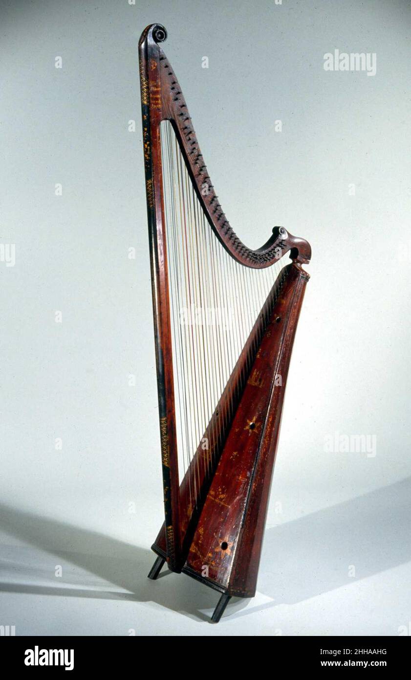 Galés Triple Harp ca. 1750 John Richards El arpa triple se desarrolló por  primera vez en Italia y apareció en las Islas Británicas a principios del  siglo XVII. El instrumento llegó a