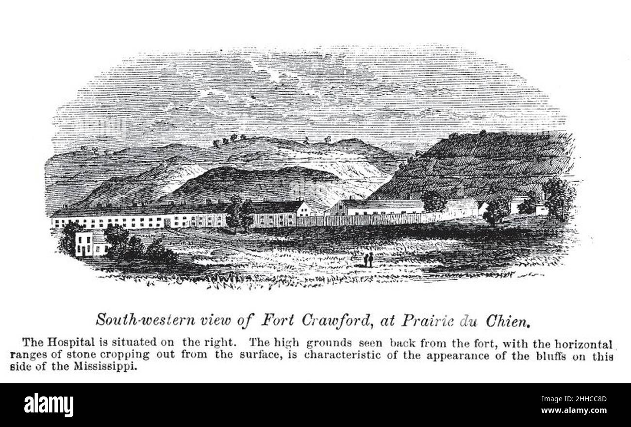 Vista suroeste de Fort Crawford, en Prairie du Chien. Foto de stock