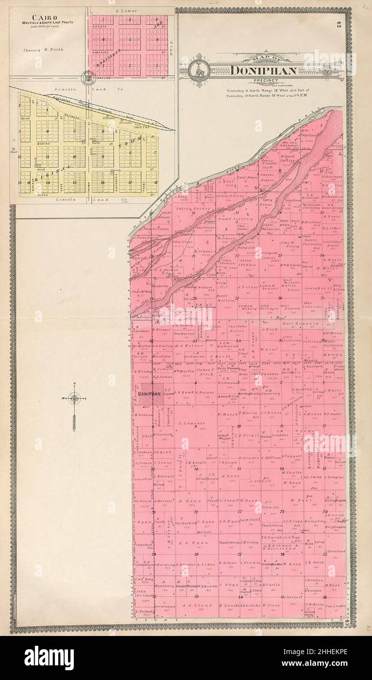 Atlas estándar del condado de Hall, Nebraska incluyendo un libro de
