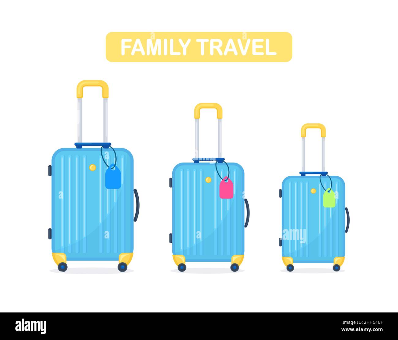 Dos maletas equipaje viaje con asa y ruedas Imagen Vector de stock - Alamy