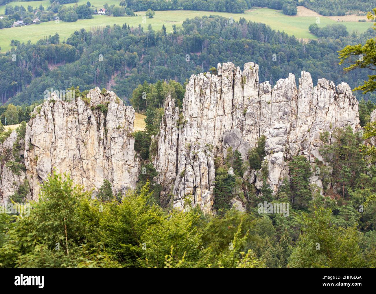 Suche skaly, rocas secas, piedra arenisca ciudad, Cesky raj, el paraíso checo o bohemio, República Checa Foto de stock