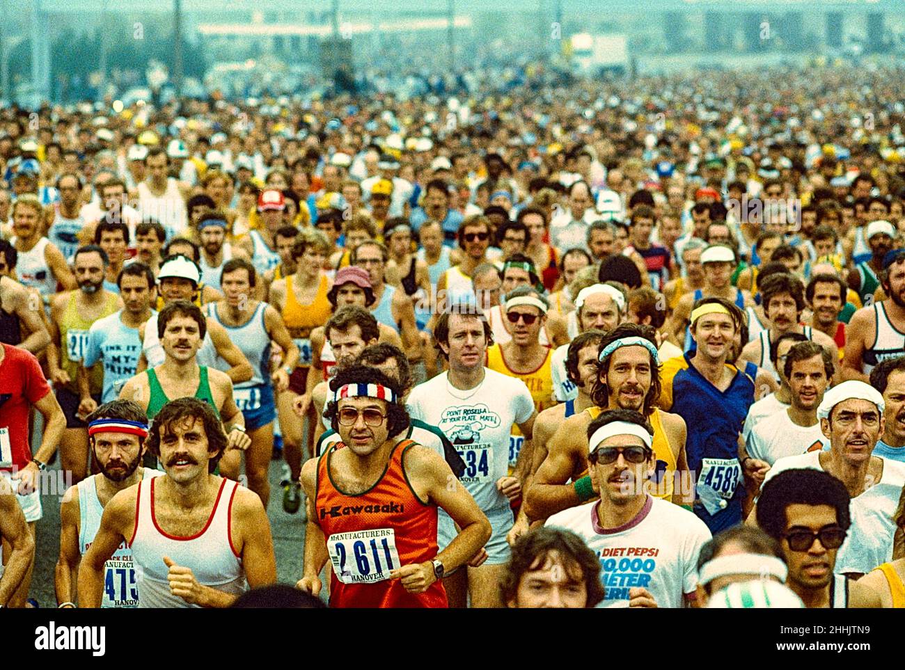 Comienzo de la Maratón de Nueva York de 1979. Foto de stock