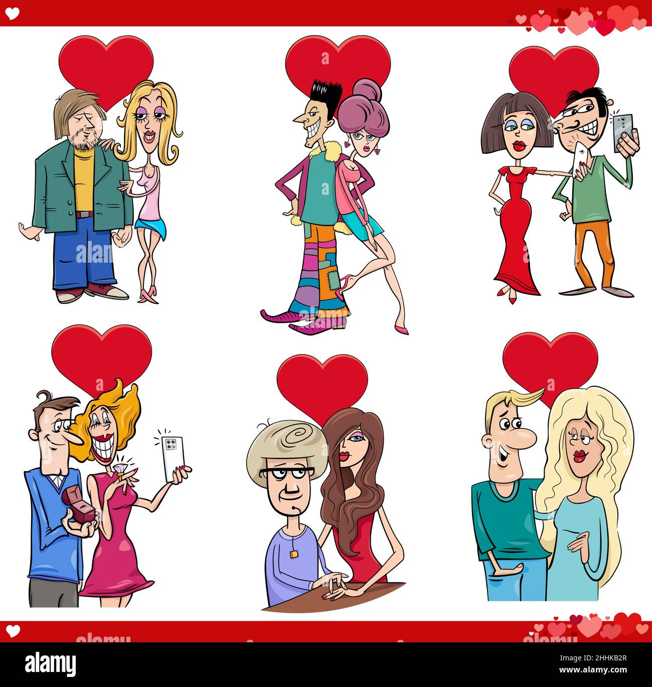 Ilustración de dibujos animados de parejas enamoradas en el set del Día de  San Valentín Imagen Vector de stock - Alamy