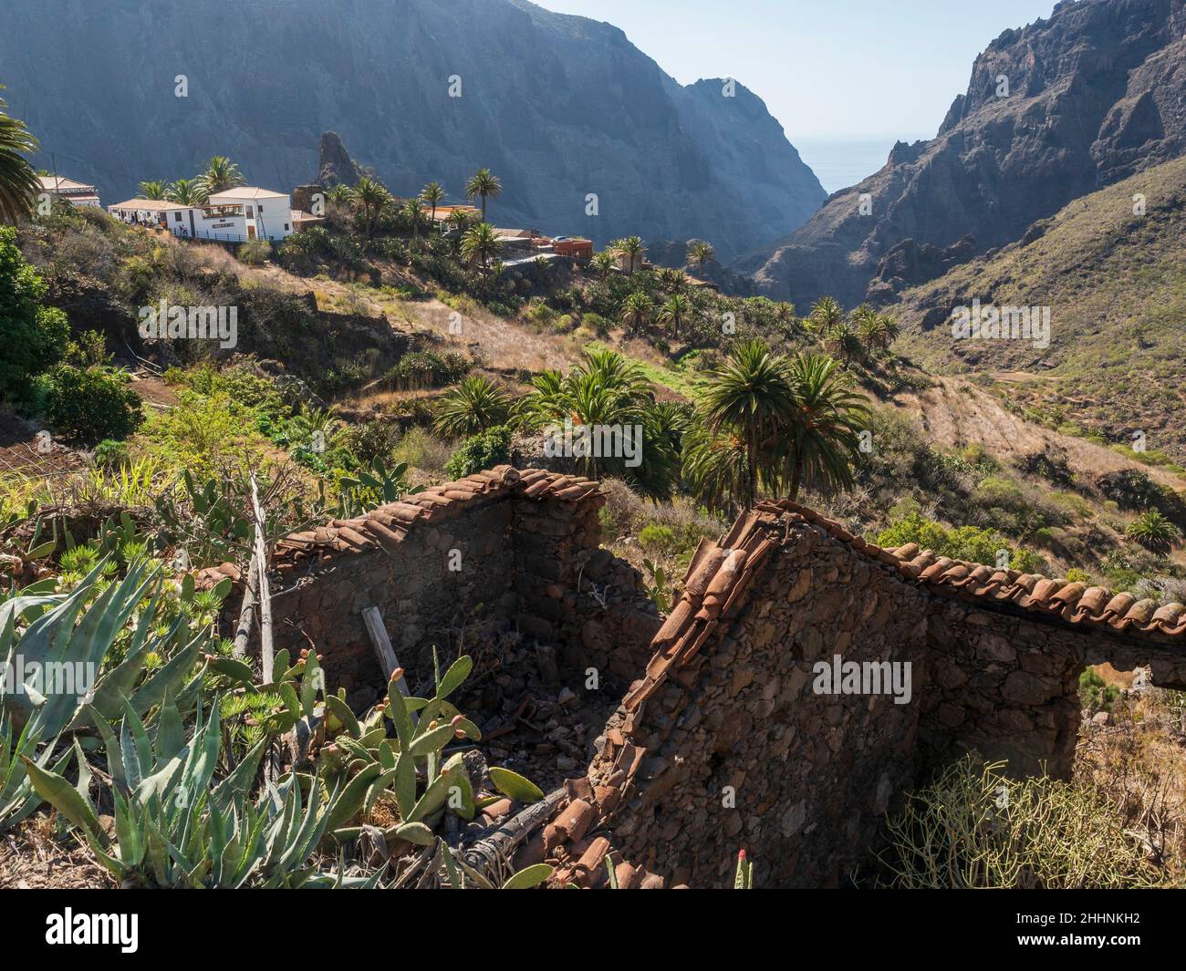 Pueblo de Masca, Montañas Teno, Tenerife, Islas Canarias. Foto de stock