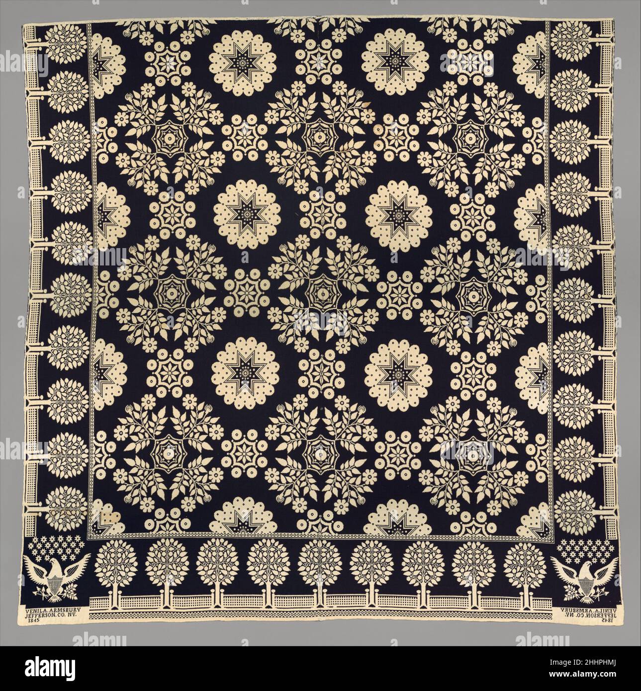 Cobertor 1845 Harry Tyler. Cobertor. Estadounidense. 1845. Lana y algodón, tejido. Fabricado en Nueva York, Estados Unidos Foto de stock