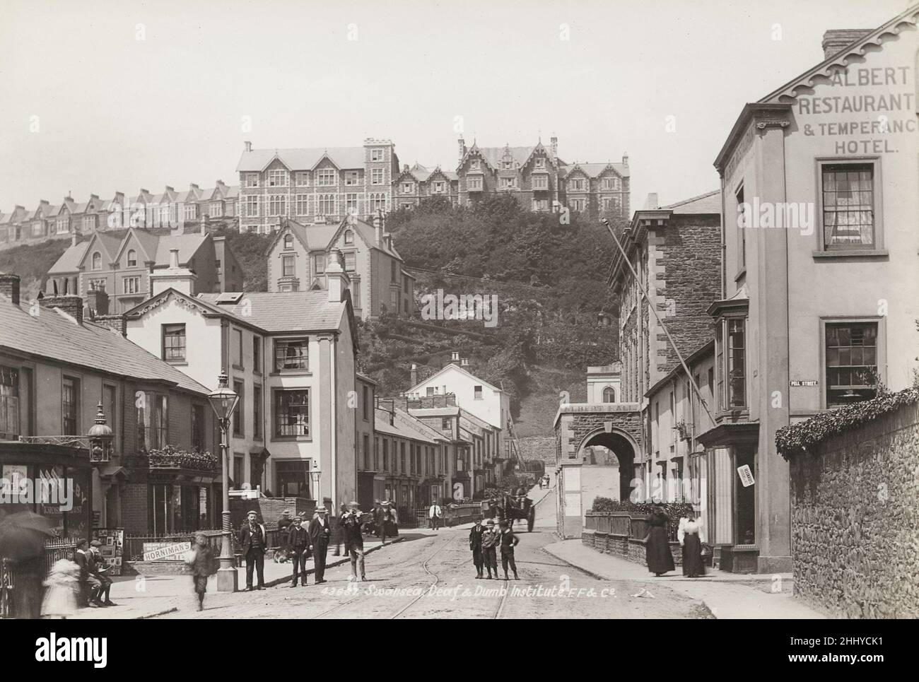 Fotografía Vintage, finales de 19th, principios del siglo 20th, vista del Instituto Deaf & Dumb, Swansea, Gales Foto de stock