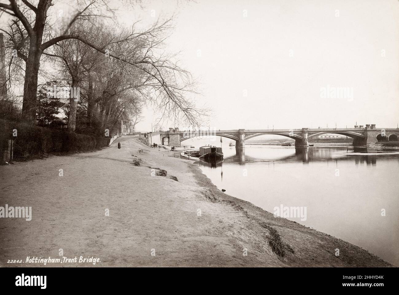 Fotografía vintage, finales de 19th, principios del siglo 20th, vista de Trent Bridge, Nottingham Foto de stock